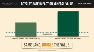 Owner A versus Owner B net mineral acre to net royalty acre comparison chart