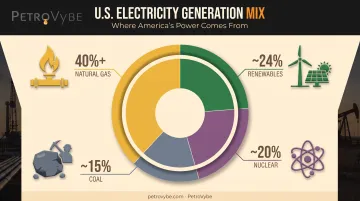 US electricity generation mix by source powering data centers in 2024