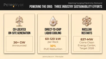Data center sustainability efforts comparing on-site generation cooling and nuclear restarts