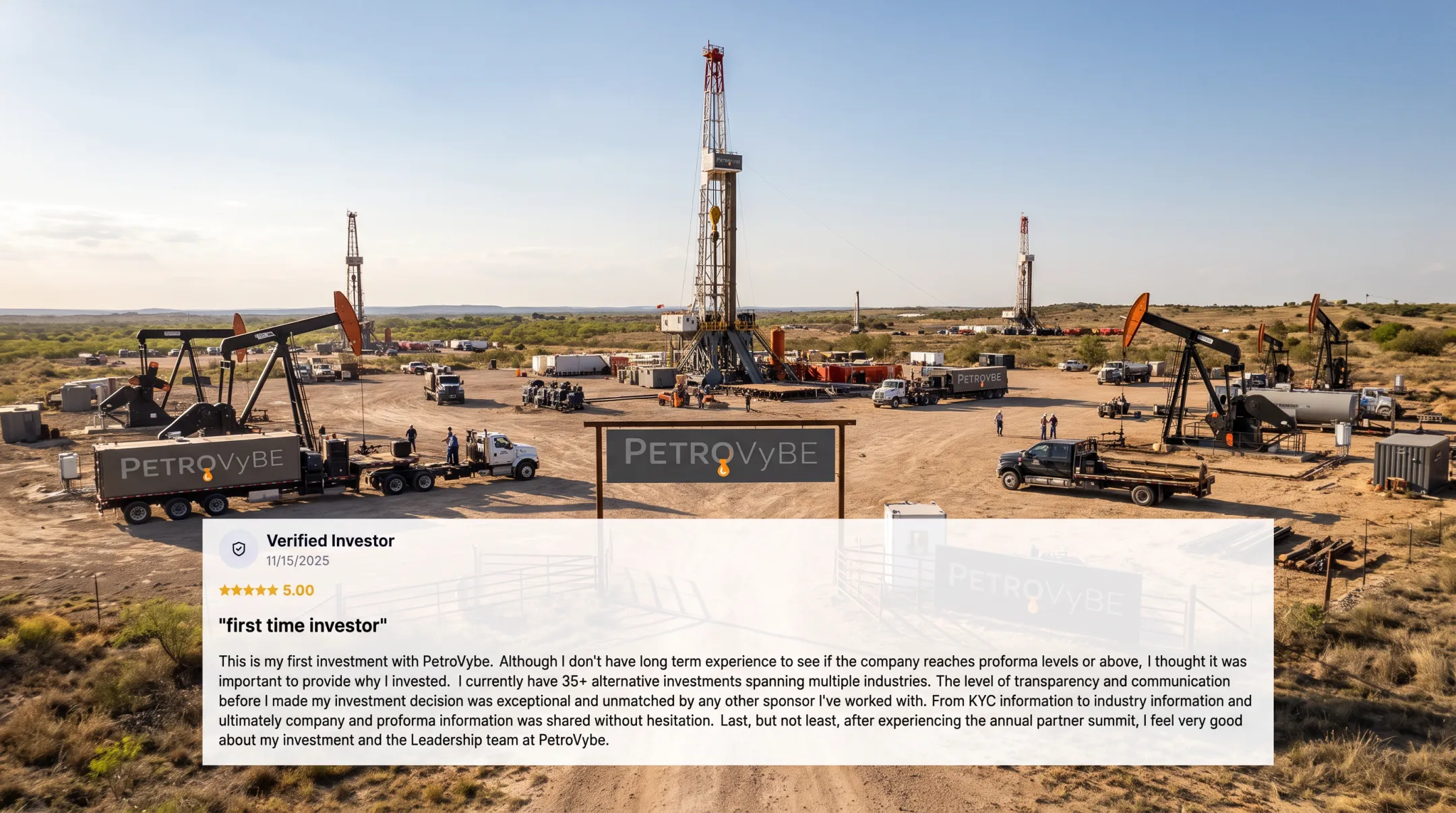 PetroVybe ONE oil and gas well development project in Texas