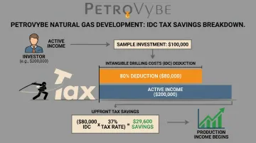 Natural gas partnership tax savings visualization showing intangible drilling cost deduction benefit