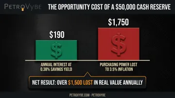 Cash reserve interest earned versus inflation loss annual comparison chart