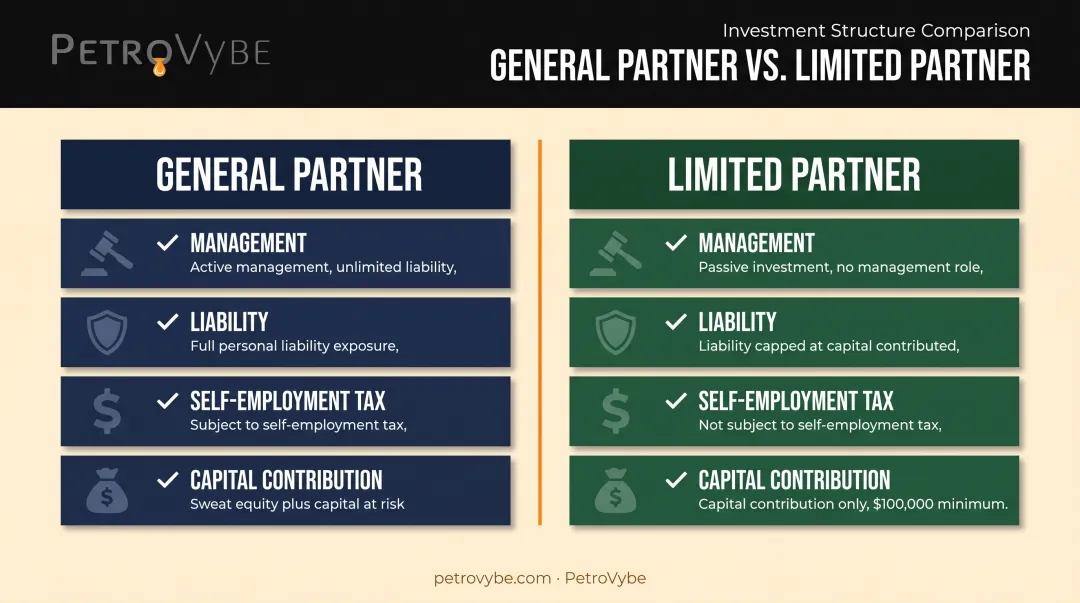 General partner versus limited partner comparison chart liability management tax