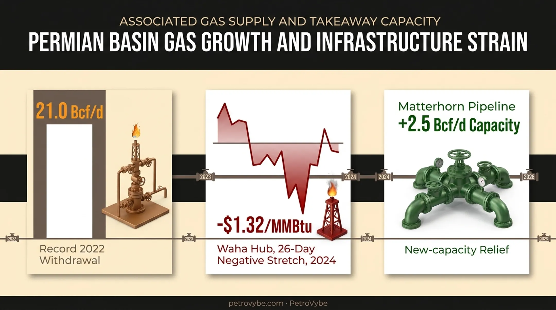 Permian Basin associated gas boom and pipeline bottleneck timeline