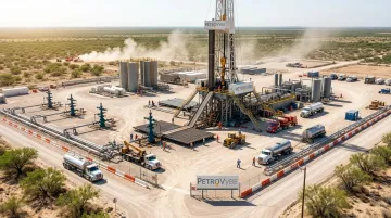 Natural gas drilling site showing active well development operations in South Texas