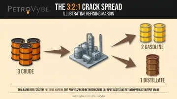 3:2:1 crack spread ratio showing crude to refined products conversion