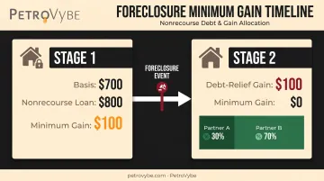 Minimum gain chargeback foreclosure example showing gain reallocation between partners
