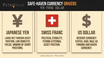 Comparison of yen franc and dollar safe-haven currency characteristics