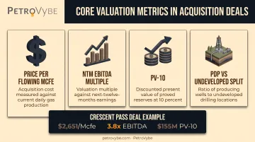 Oil and gas acquisition valuation metrics comparison chart