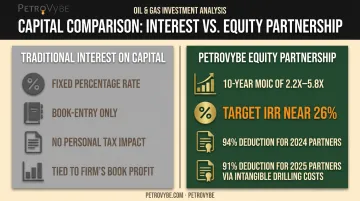 Traditional interest on capital versus PetroVybe equity return structure comparison
