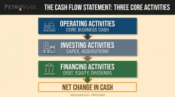 Cash flow statement structure showing operating investing and financing sections