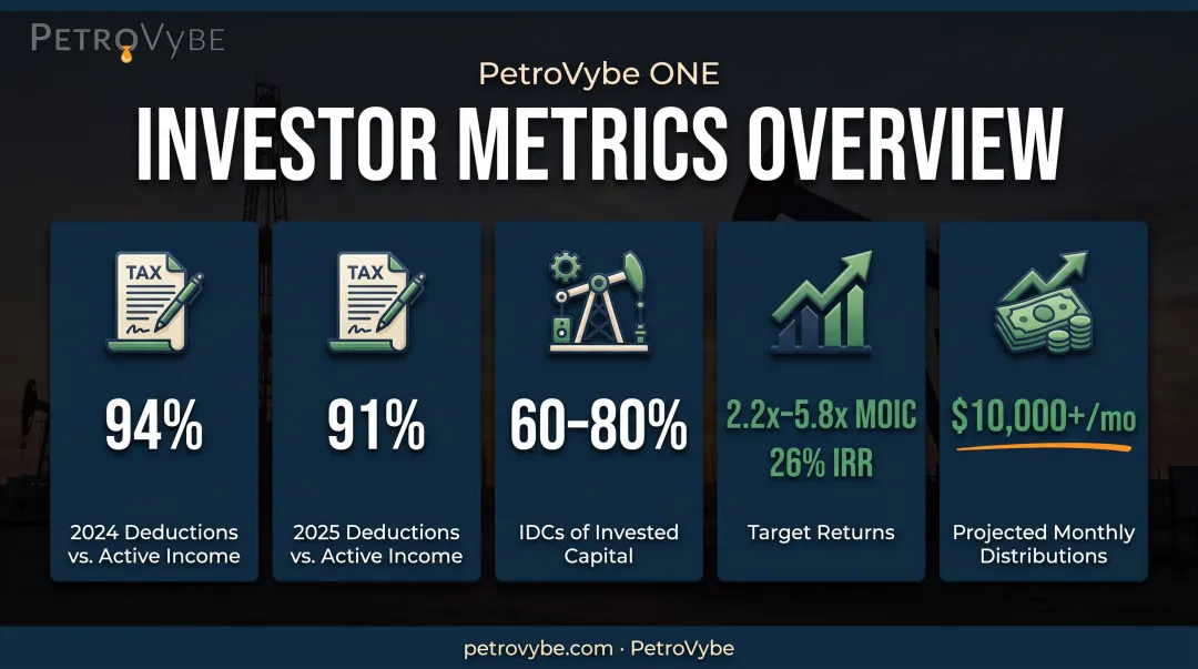 Oil and gas investor tax deduction and return metrics breakdown