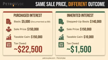 Purchased versus inherited mineral rights basis tax comparison example