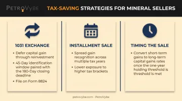 Three tax-saving strategies for mineral rights sellers comparison chart