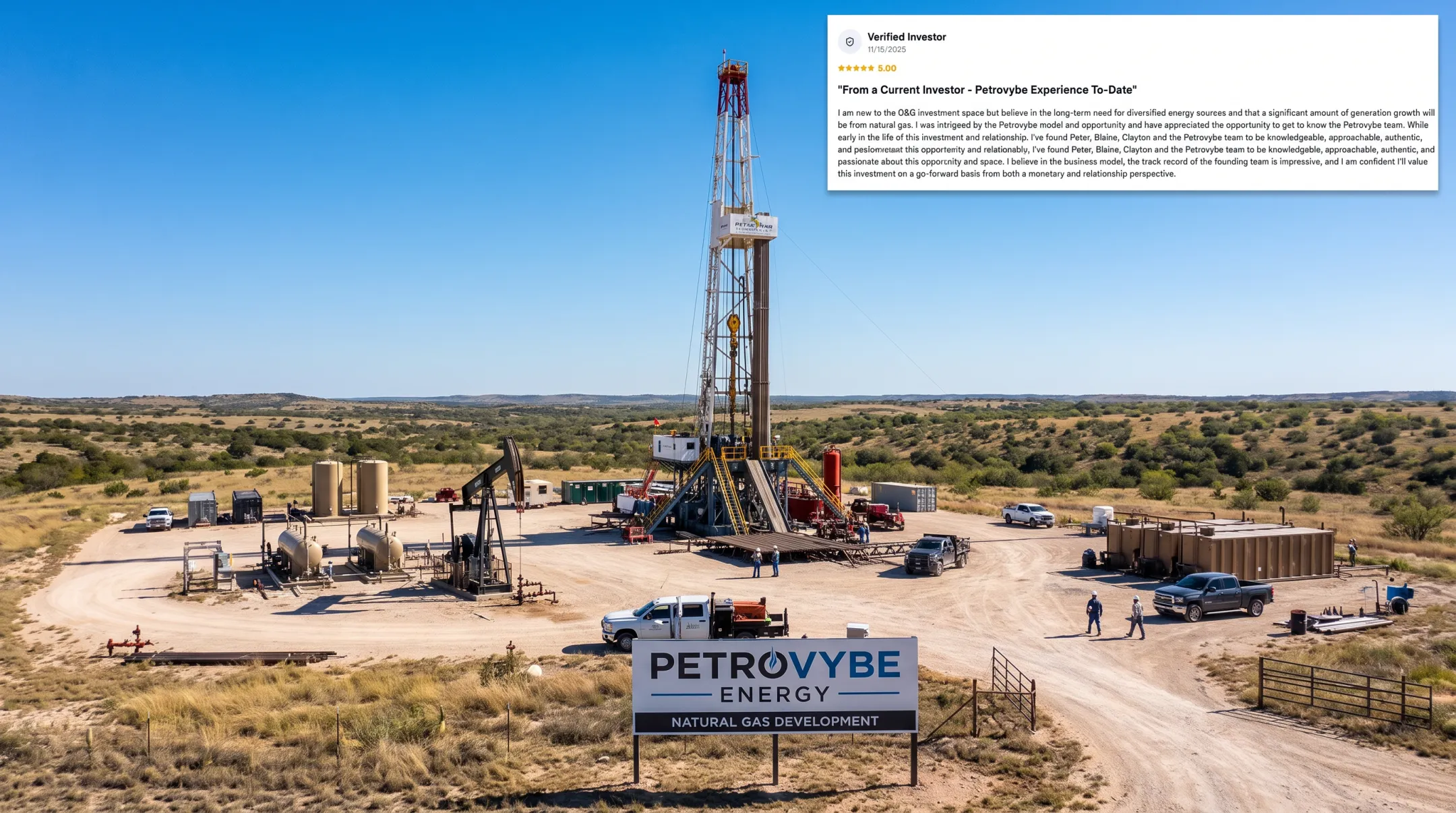 PetroVybe natural gas well development site in Texas