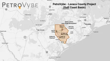 PetroVybe ONE natural gas development project map Lavaca County Texas