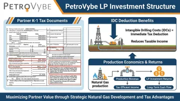 PetroVybe LP partnership K-1 tax document and IDC deduction summary dashboard
