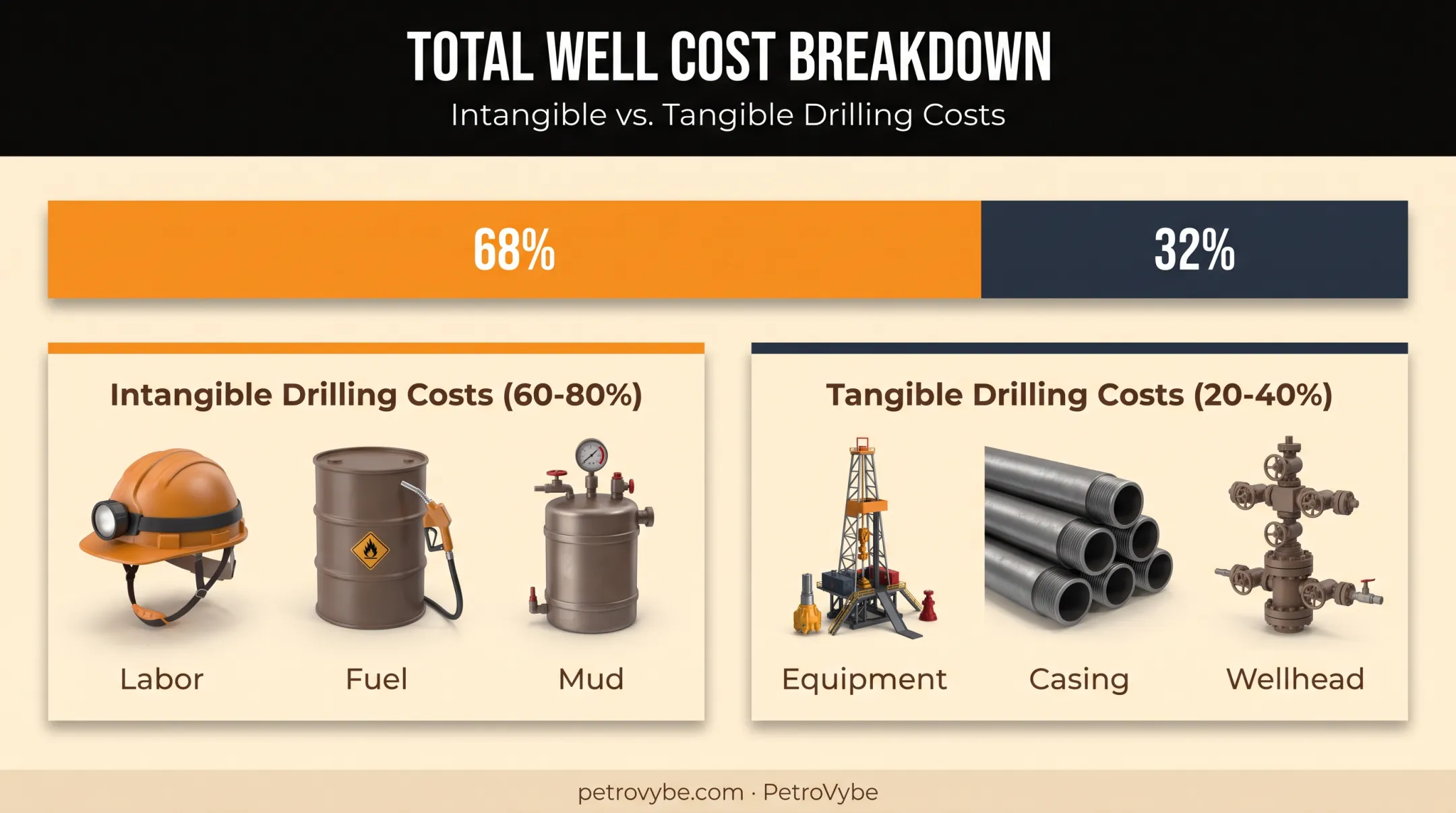 IDC versus TDC percentage split of total well drilling costs