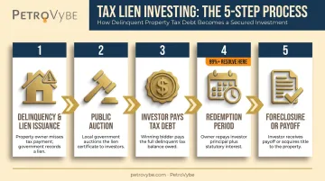5-step tax lien investing process from delinquency to foreclosure resolution