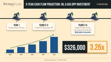 PetroVybe monthly passive distribution projections over five year investment period