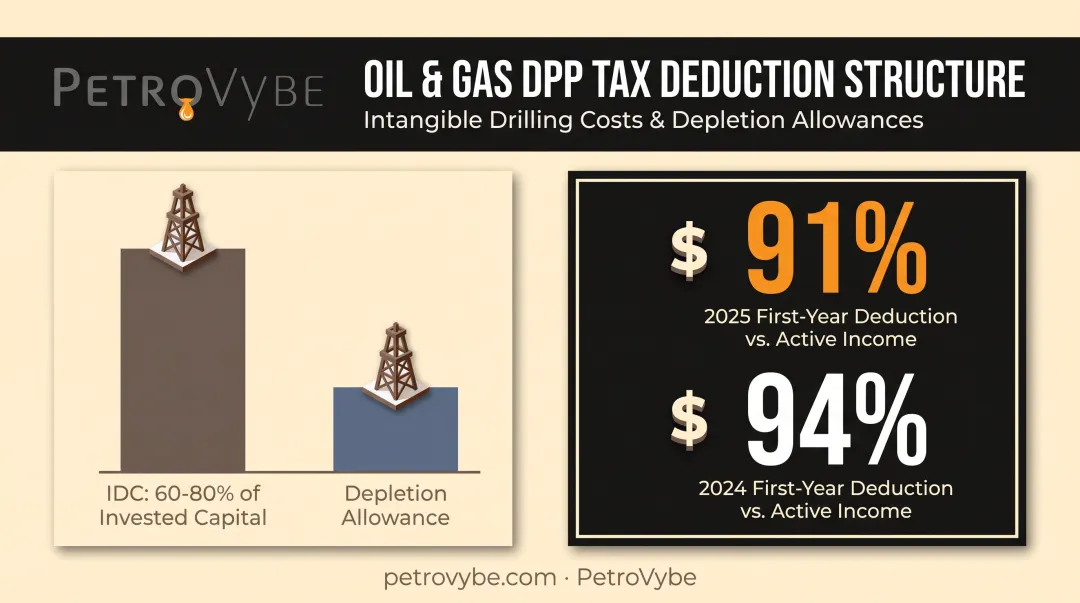 Intangible drilling costs and depletion allowance tax deduction breakdown for oil gas DPPs
