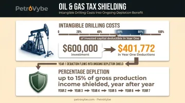 Oil and gas working interest IDC and depletion deduction infographic