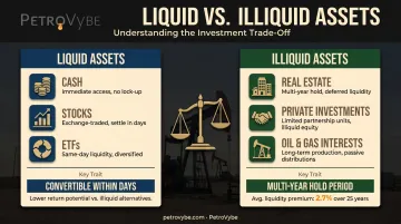 Liquid versus illiquid assets comparison with liquidity premium benefits infographic