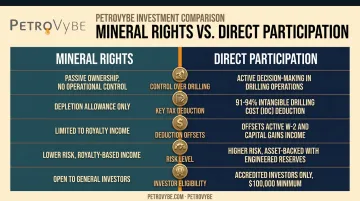 Mineral rights ownership versus direct development participation comparison chart