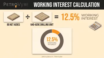 Working interest calculation formula using net mineral acres divided by drilling unit acreage