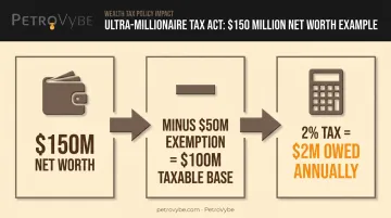 Wealth tax calculation example showing $150 million net worth tax liability