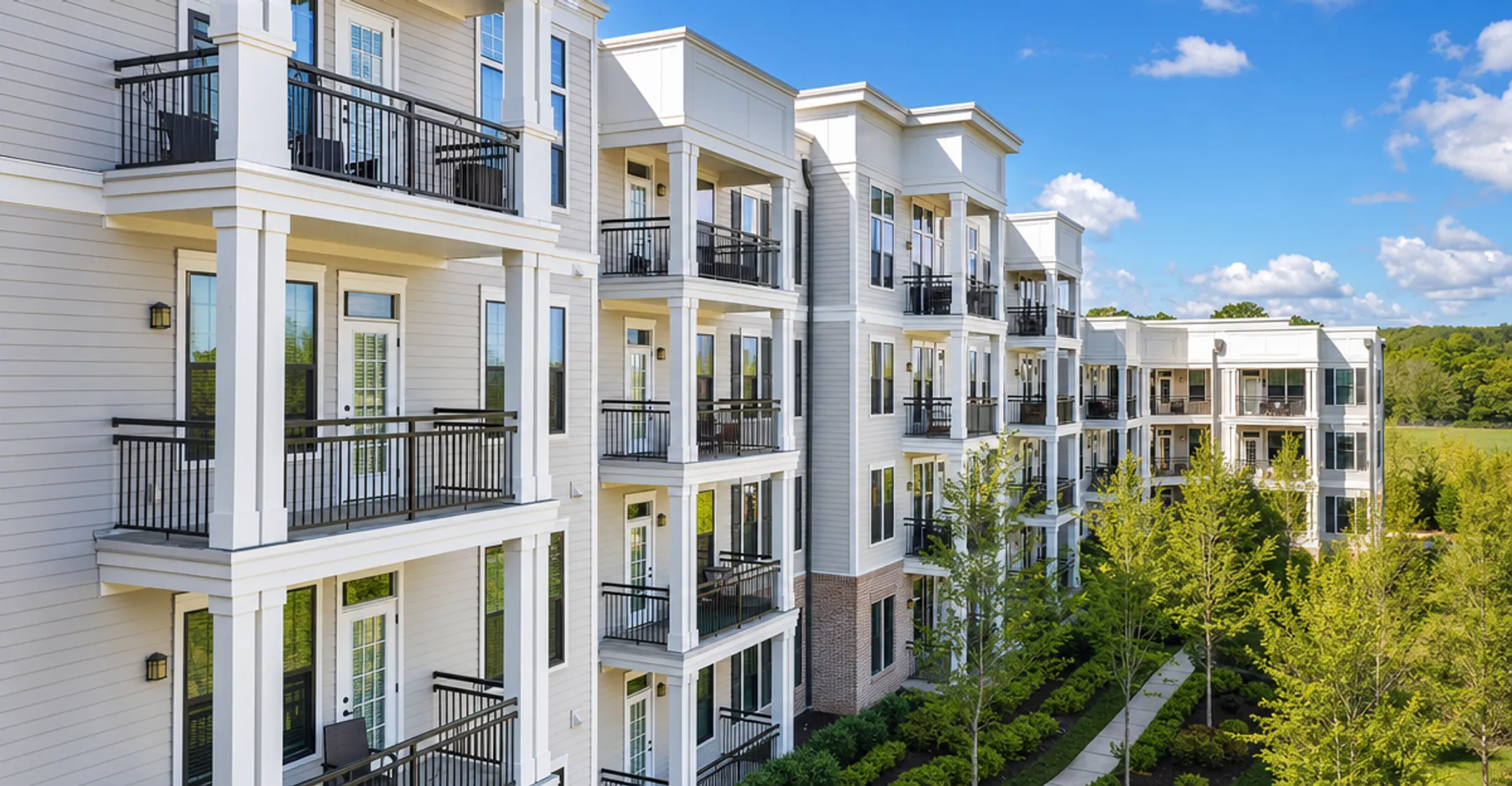 Real estate syndication apartment building representing income-generating property investment