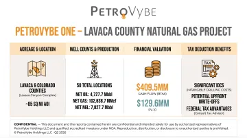 PetroVybe ONE natural gas development project acreage and well data