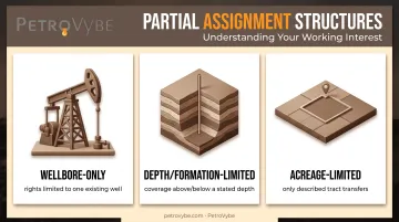 Three types of partial working interest assignments compared visually