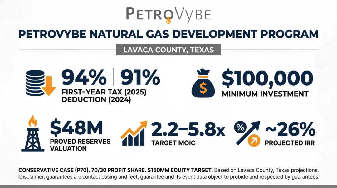 PetroVybe oil and gas direct participation program investment returns and tax deduction summary