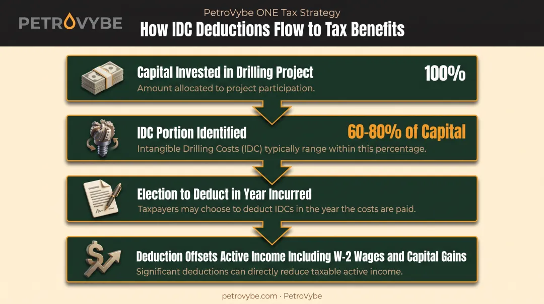 Intangible drilling cost tax deduction flow from investment to active income offset