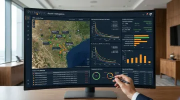 PetroVybe asset intelligence dashboard showing natural gas well production data