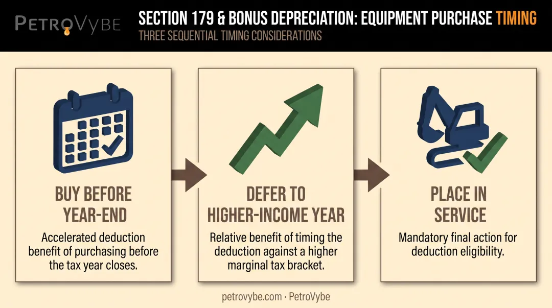 Section 179 and bonus depreciation equipment purchase timing strategy steps
