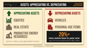 Appreciating versus depreciating assets comparison with depreciation rate data