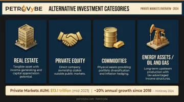 Four alternative investment asset classes with private markets AUM growth data