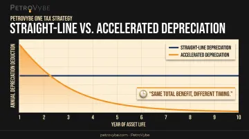 Straight-line versus accelerated depreciation tax benefit timing comparison chart