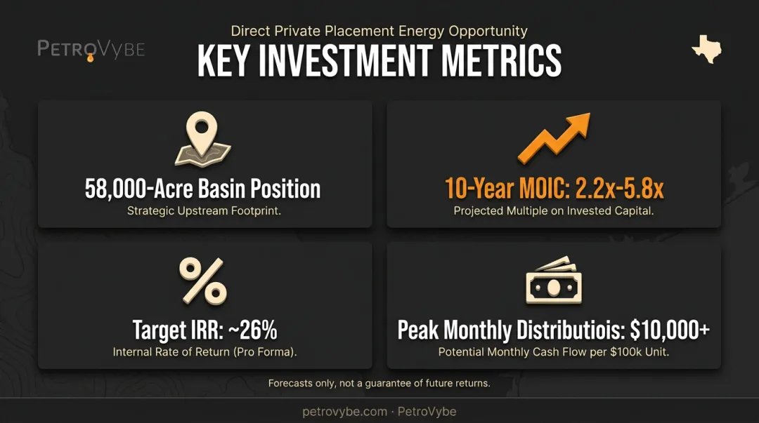 PetroVybe natural gas development project key investment metrics snapshot