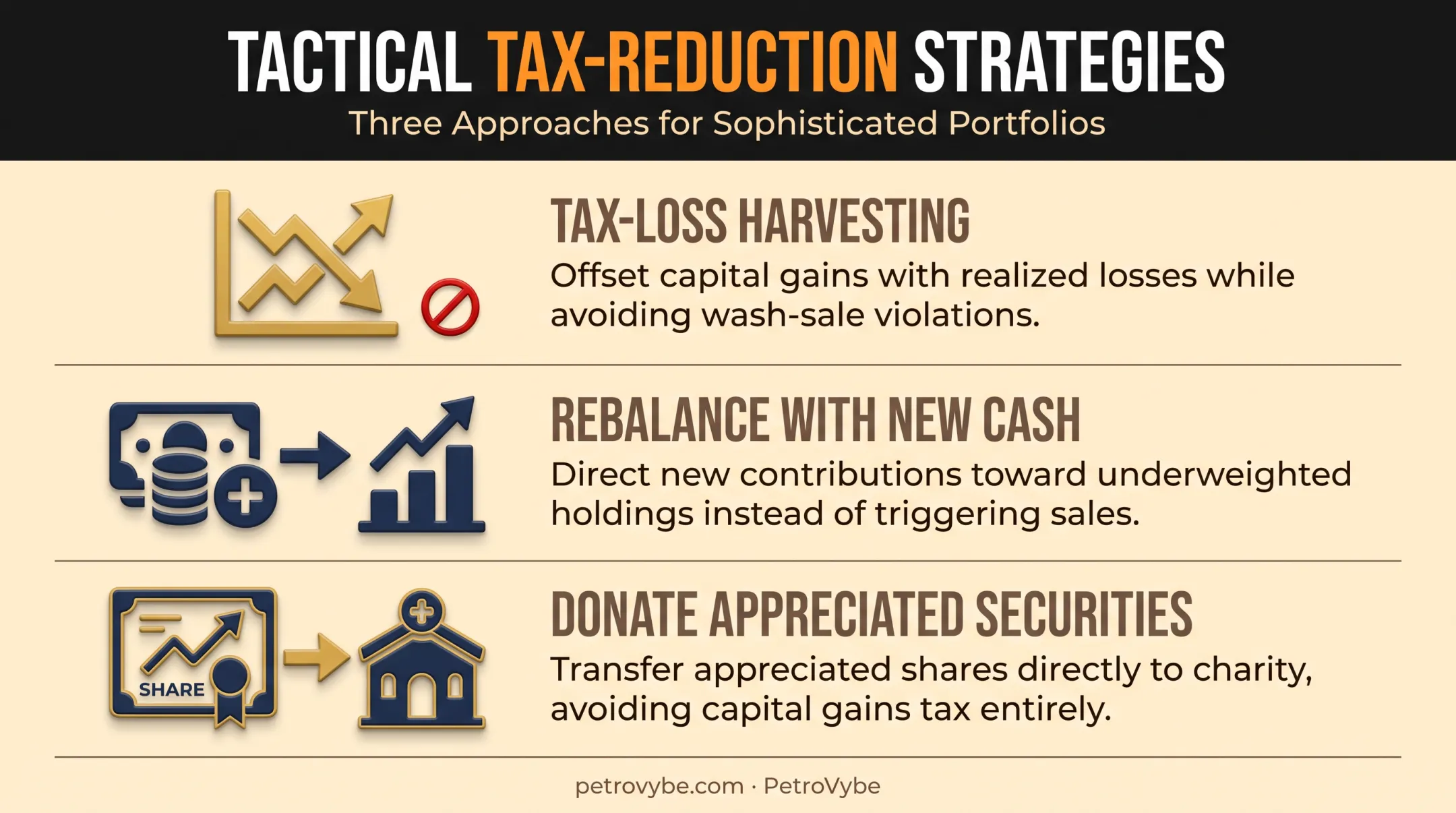 Three tax reduction techniques for taxable brokerage accounts explained