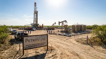 Natural gas well development site representing PetroVybe direct energy investment project