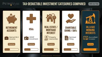 Five tax-deductible investment categories compared by eligibility and income type