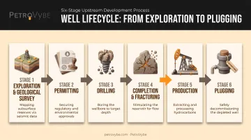 Six-stage oil and gas well lifecycle from exploration to plugging