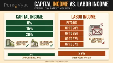 Capital gains versus wage income tax rate comparison chart