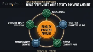 Five factors influencing oil and gas royalty payment amounts diagram