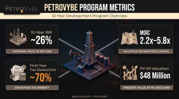 PetroVybe natural gas investment key metrics IRR MOIC and tax deduction breakdown