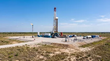 Natural gas drilling rig operating in Texas Gulf Coast Basin