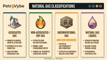 Four types of natural gas classification comparison chart infographic